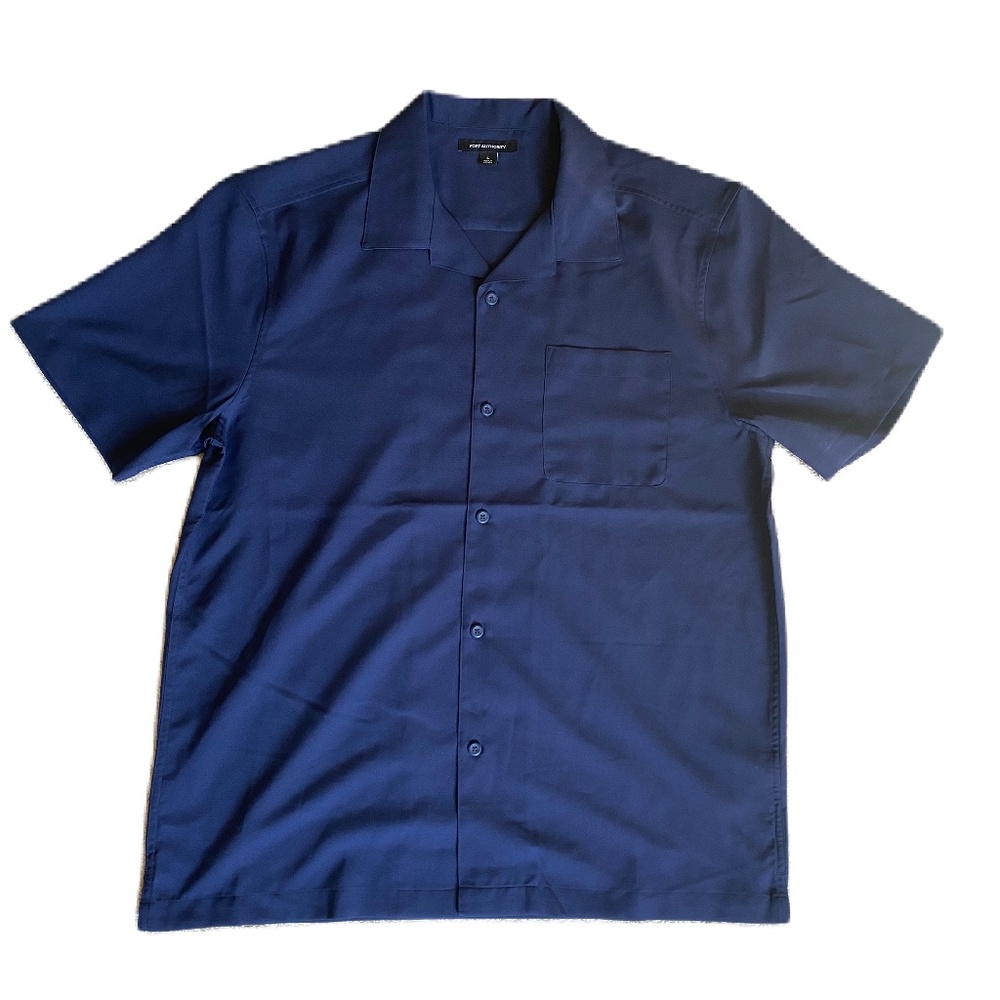 Port Authority shirt short sleeve button up navy Large